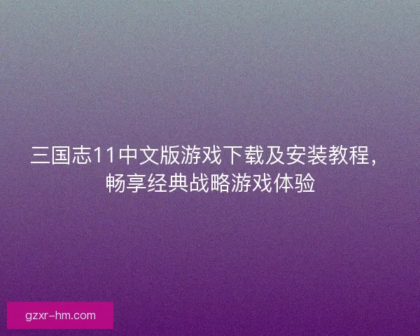 三国志11中文版游戏下载及安装教程，畅享经典战略游戏体验