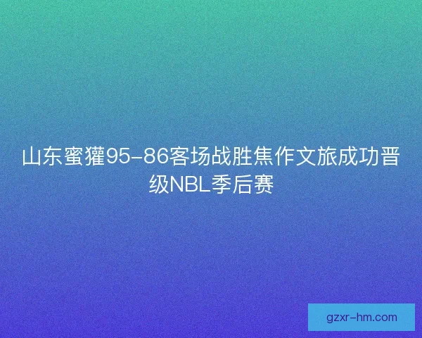 山东蜜獾95-86客场战胜焦作文旅成功晋级NBL季后赛