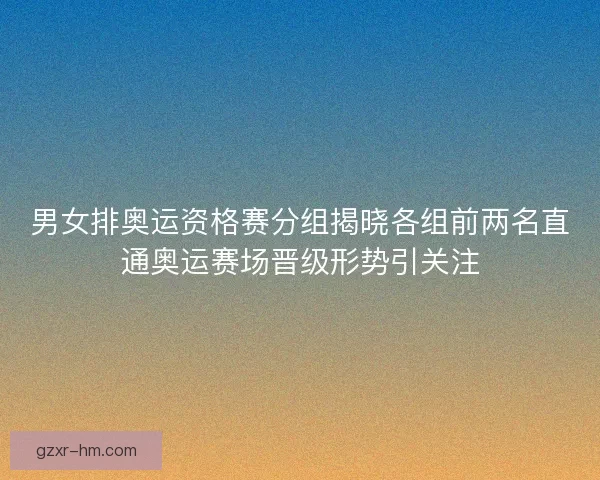 男女排奥运资格赛分组揭晓各组前两名直通奥运赛场晋级形势引关注 男女排奥运资格赛分组揭晓各组前两名直通奥运赛场晋级形势引关注